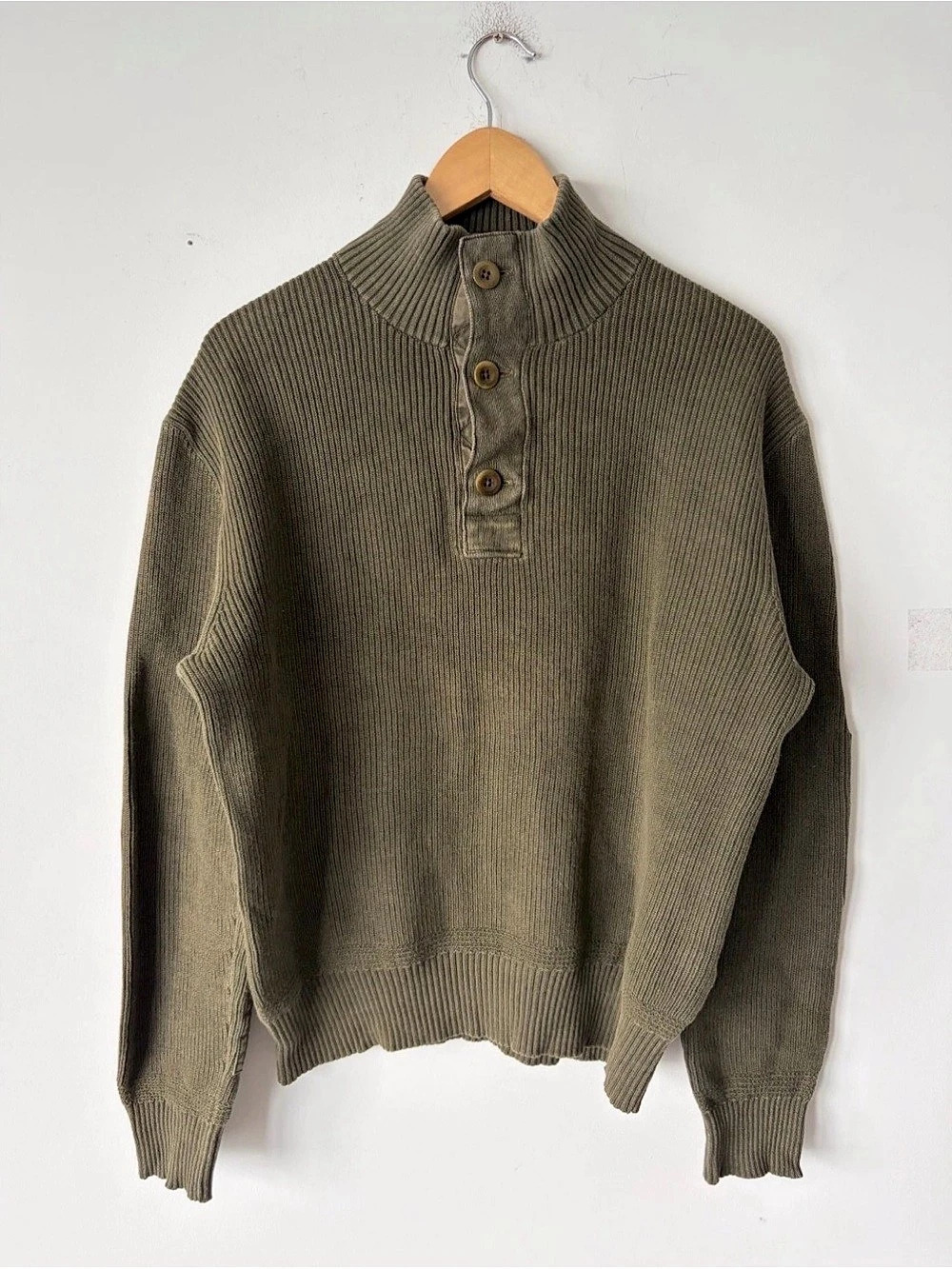 Vintage Polo Ralph Lauren Henley Military Padded Elbows Sweater Size M